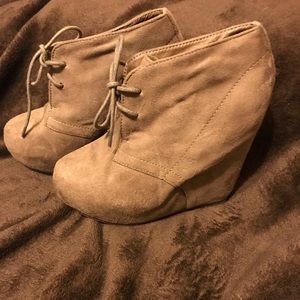 Tan suede wedges